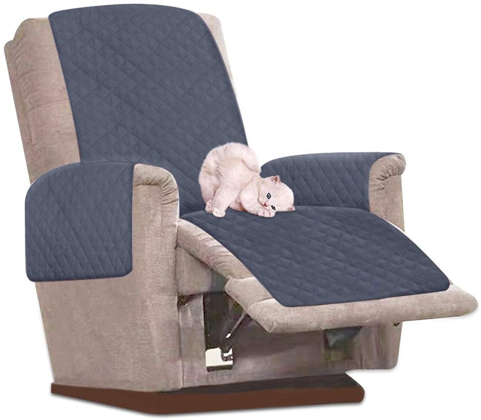 Copridivano Elastico Jacquard Per Poltrone Relax 1/2/3 Posti - Morbido Fodera Salvadivano Antiscivolo Con Tasca Portaoggetti Grigio Chiaro